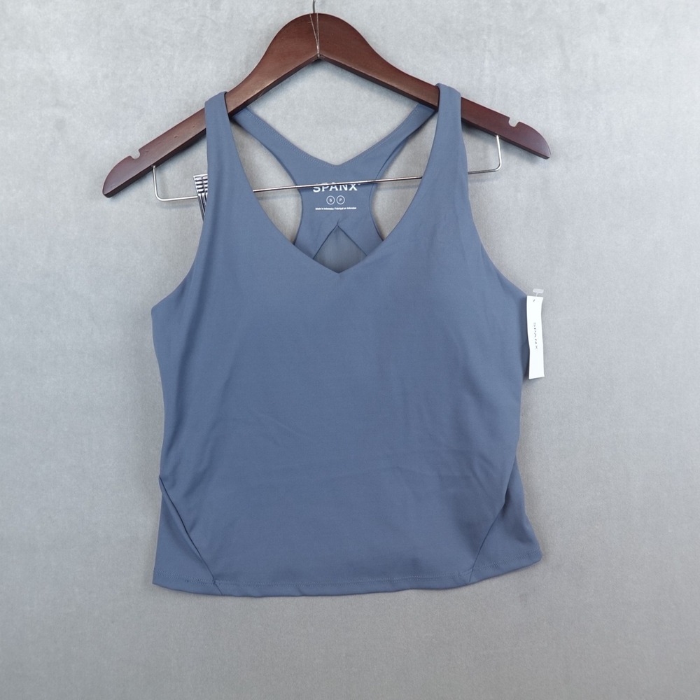 NWT Spanx Better Base Active V-Neck Shelf Tank Top S NightShade Sculpt Yoga